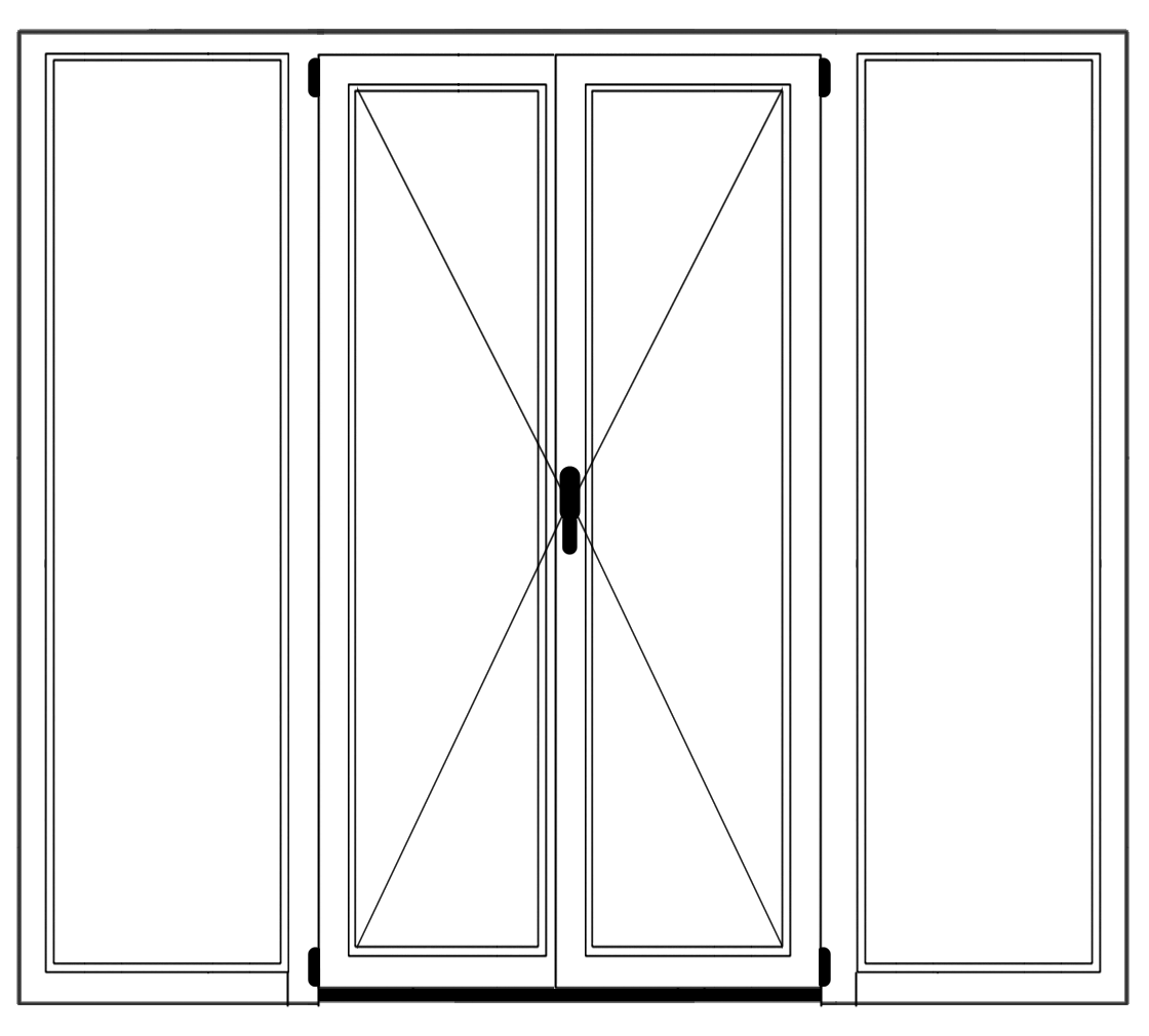 Porte Fenêtre 4vtx-2 fixes lateraux